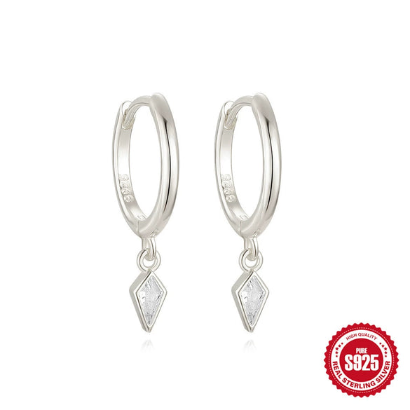 Wholesale S925 Sterling Silver Geometric Kite Stone Earrings With Electroplating Design For Women