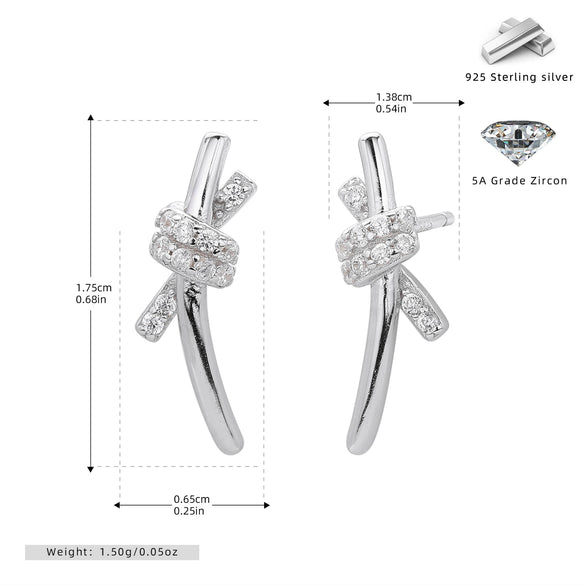 Wholesale S925 Sterling Silver Geometric Knot Winding Electroplated Earrings For Women