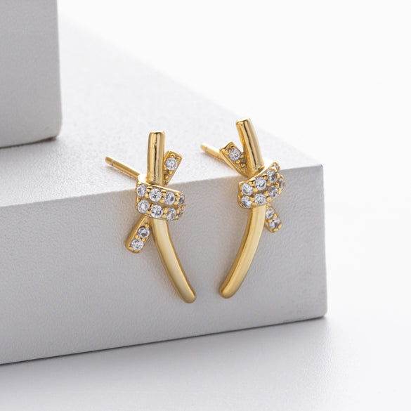 Wholesale S925 Sterling Silver Geometric Knot Winding Electroplated Earrings For Women