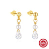 Wholesale S925 Sterling Silver Geometric Light Luxury Earrings With Electroplating Eight Mang Star Water Drops Design