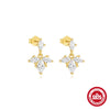 Wholesale S925 Sterling Silver Geometric Light Luxury Earrings With Electroplating Eight Mang Star Water Drops Design