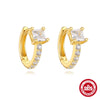 Wholesale S925 Sterling Silver Geometric Light Luxury Elegant Earrings With Electroplating And Zircon Inlay