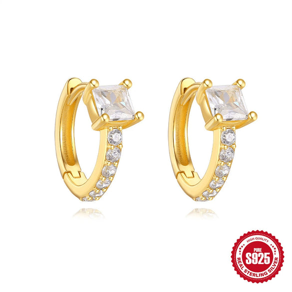Wholesale S925 Sterling Silver Geometric Light Luxury Elegant Earrings With Electroplating And Zircon Inlay