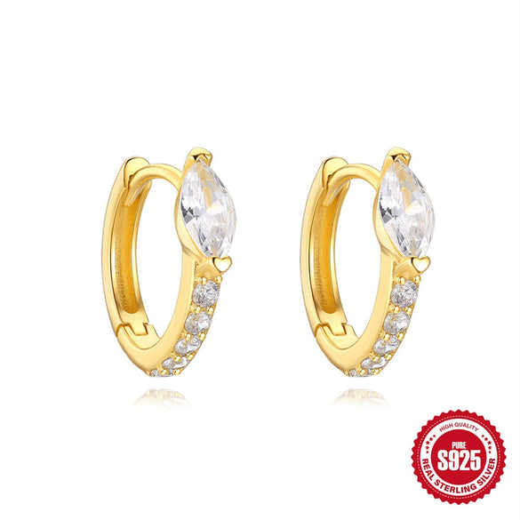 Wholesale S925 Sterling Silver Geometric Light Luxury Elegant Earrings With Electroplating And Zircon Inlay
