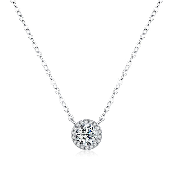 Wholesale S925 Sterling Silver Geometric Light Luxury Exquisite Shining Women's Clavicle Chain Necklace With Mosan Diamond