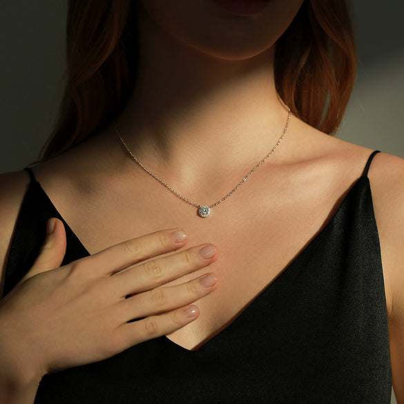 Wholesale S925 Sterling Silver Geometric Light Luxury Exquisite Shining Women's Clavicle Chain Necklace With Mosan Diamond