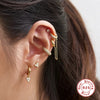 Wholesale S925 Sterling Silver Geometric Light Luxury Three Row Diamond Stone Single Ear Ring With Ear Clip And Ear Buckle Electroplated Women's Earrings