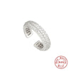 Wholesale S925 Sterling Silver Geometric Light Luxury Three Row Diamond Stone Single Ear Ring With Ear Clip And Ear Buckle Electroplated Women's Earrings