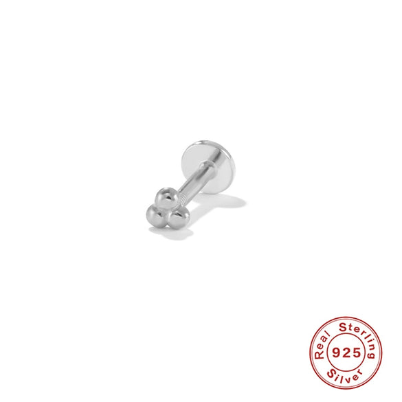 Wholesale S925 Sterling Silver Geometric Lightning Star Moon Embedded Flat Head Internal Thread Electroplated Women's Cartilage Ear Stud Earrings