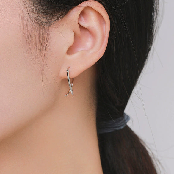Wholesale S925 Sterling Silver Geometric Line Minimalist Electroplated Earrings For Women
