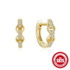 Wholesale S925 Sterling Silver Geometric Love Chain Glossy Luxury Women's Huggie Hoops Earrings With Electroplating And Diamond Embedded Ear Buckle