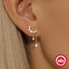 Wholesale S925 Sterling Silver Geometric Love Moon Diamond Elegant Long Tassel Pearl Chain Earrings For Women With Electroplating