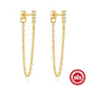 Wholesale S925 Sterling Silver Geometric Love Moon Diamond Elegant Long Tassel Pearl Chain Earrings For Women With Electroplating