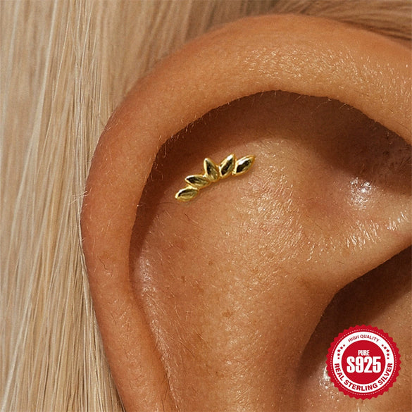 Wholesale S925 Sterling Silver Geometric Marquise Flathead Threaded Piercing Ear Bone Nails Earrings With Environmentally Friendly Electroplating