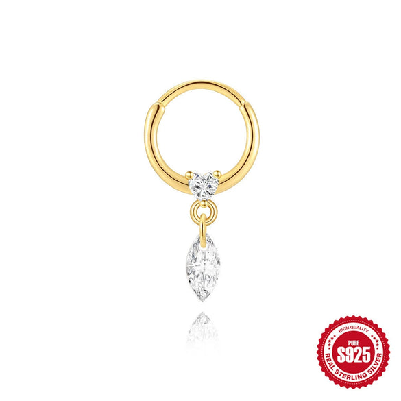 Wholesale S925 Sterling Silver Geometric Marquise Pendant Earrings And Nose Rings With Environmentally Friendly Electroplating