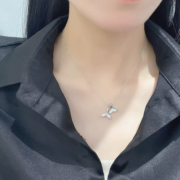 Wholesale S925 Sterling Silver Geometric Mermaid Tail Necklace For Women