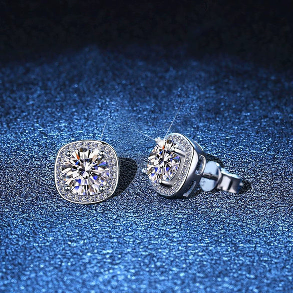 Wholesale S925 Sterling Silver Geometric Micro Inlay Square Earrings Electroplated For Women