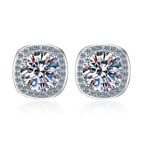 Wholesale S925 Sterling Silver Geometric Micro Inlay Square Earrings Electroplated For Women