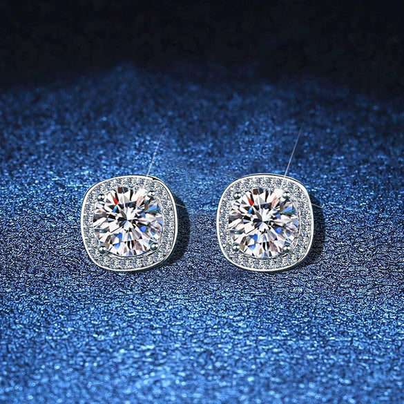Wholesale S925 Sterling Silver Geometric Micro Inlay Square Earrings Electroplated For Women