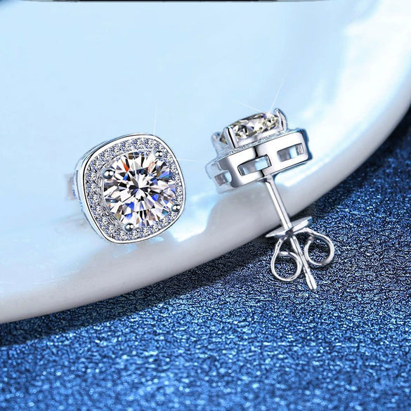 Wholesale S925 Sterling Silver Geometric Micro Inlay Square Earrings Electroplated For Women