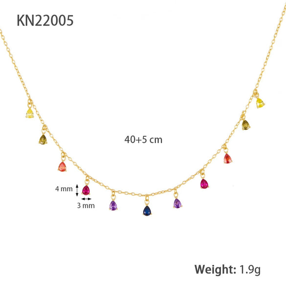 Wholesale S925 Sterling Silver Geometric Microencrusted Zirconium Water Drop Pendant Necklace For Women