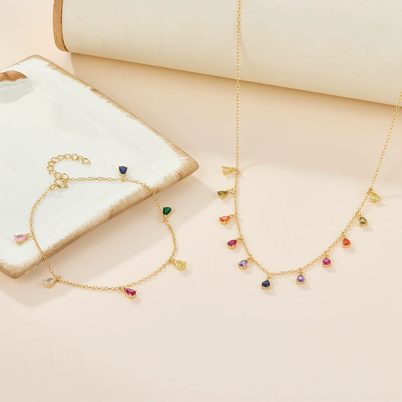 Wholesale S925 Sterling Silver Geometric Microencrusted Zirconium Water Drop Pendant Necklace For Women