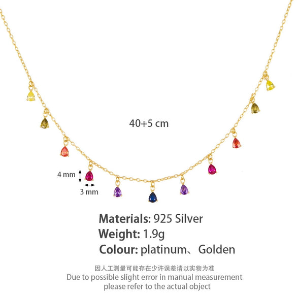 Wholesale S925 Sterling Silver Geometric Microencrusted Zirconium Water Drop Pendant Necklace For Women