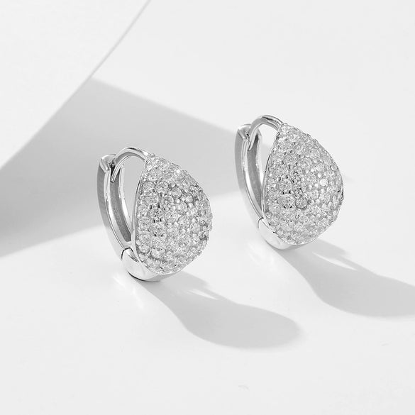 Wholesale S925 Sterling Silver Geometric Microinlaid Zircon Earrings For Women