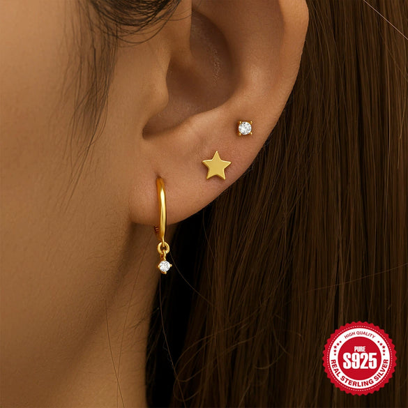 Wholesale S925 Sterling Silver Geometric Minimalist Electroplated Women's Earrings