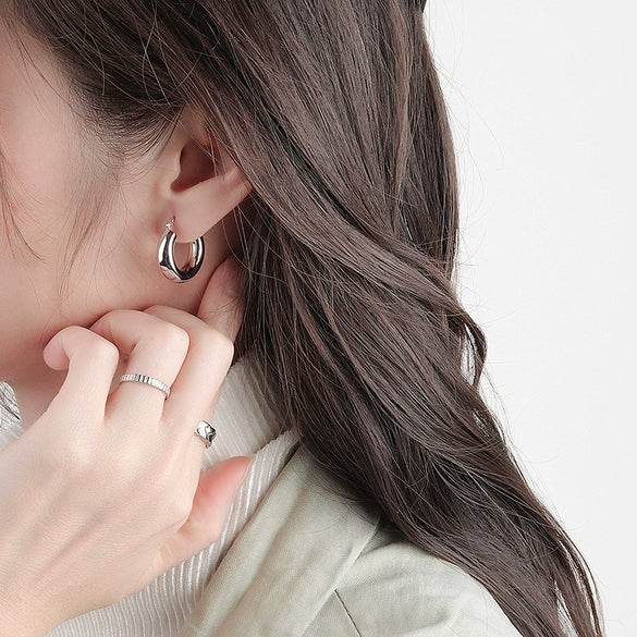 Wholesale S925 Sterling Silver Geometric Minimalist Electroplated Women's Earrings