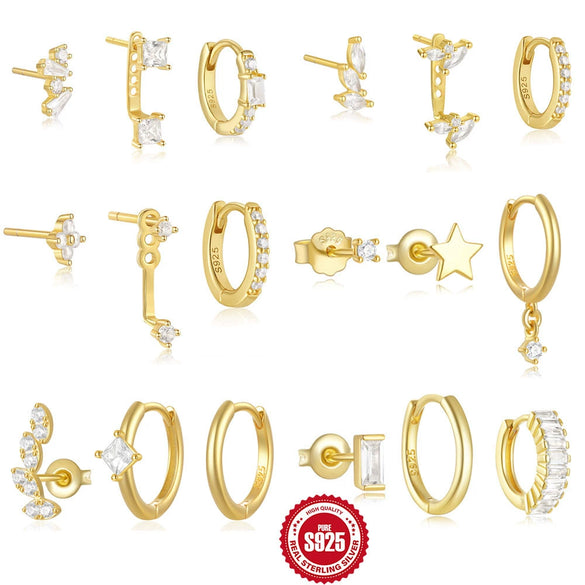 Wholesale S925 Sterling Silver Geometric Minimalist Electroplated Women's Earrings