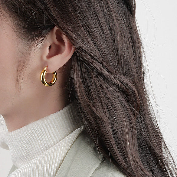 Wholesale S925 Sterling Silver Geometric Minimalist Electroplated Women's Earrings
