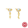 Wholesale S925 Sterling Silver Geometric Minimalist Star Moon Element Earrings With Electroplating