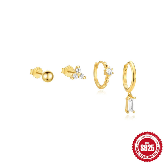 Wholesale S925 Sterling Silver Geometric Minimalist Tassel Earrings Set For Ladies