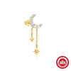 Wholesale S925 Sterling Silver Geometric Moon Love Diamond Tassel Earrings With Electroplating For Women