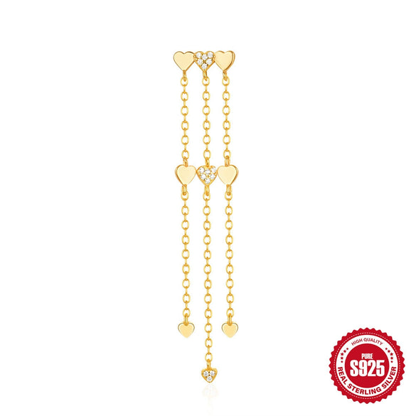 Wholesale S925 Sterling Silver Geometric Moon Love Diamond Tassel Earrings With Electroplating For Women
