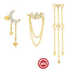 Wholesale S925 Sterling Silver Geometric Moon Love Diamond Tassel Earrings With Electroplating For Women