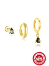 Wholesale S925 Sterling Silver Geometric Moss Agate Diamond Puncture Cartilage Earrings For Women With Electroplating Design