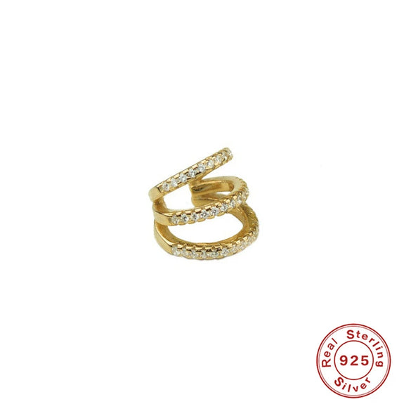 Wholesale S925 Sterling Silver Geometric Multi Layer Non Piercing Ear Clips With Diamond Embedded Electroplated Punk Style For Women