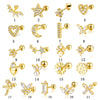 Wholesale S925 Sterling Silver Geometric Multi Shaped Zircon Ear Bone Nail Earrings For Men And Women With Puncture Thread