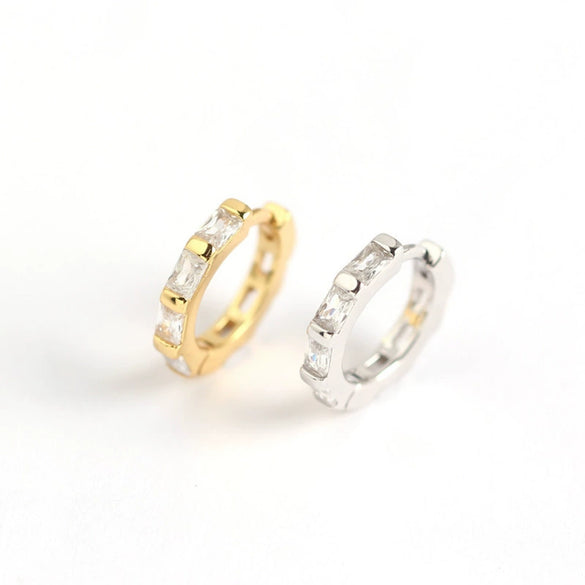 Wholesale S925 Sterling Silver Geometric Octagonal Rectangular Electroplated Earrings