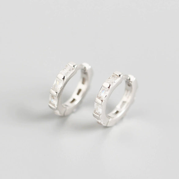 Wholesale S925 Sterling Silver Geometric Octagonal Rectangular Electroplated Earrings