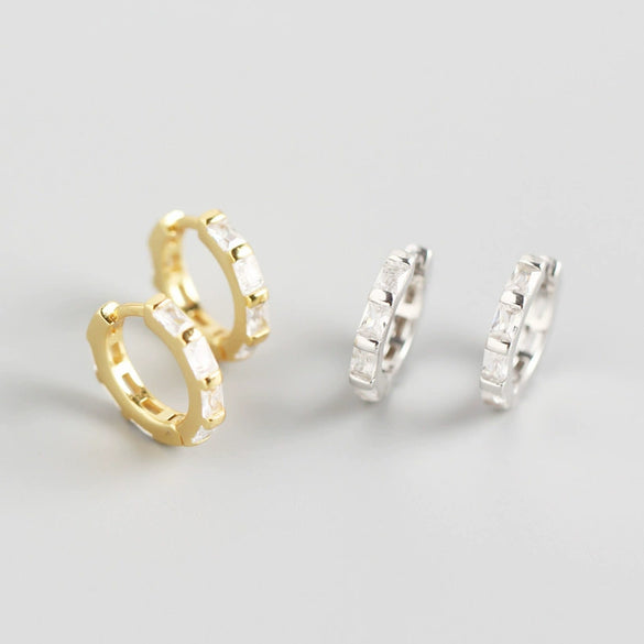 Wholesale S925 Sterling Silver Geometric Octagonal Rectangular Electroplated Earrings