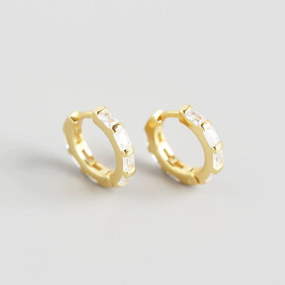 Wholesale S925 Sterling Silver Geometric Octagonal Rectangular Electroplated Earrings