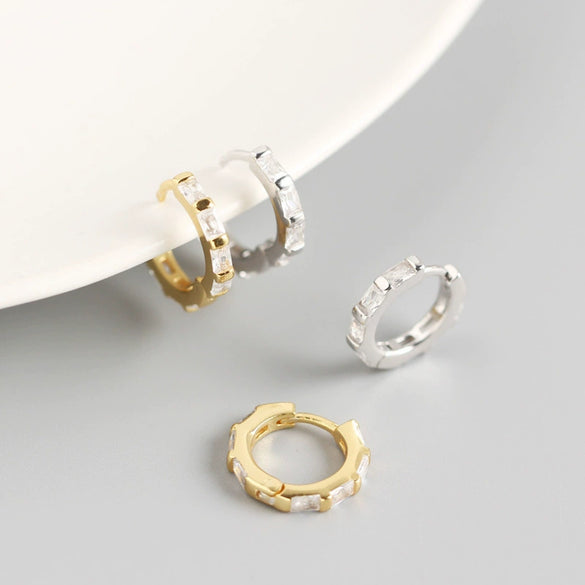 Wholesale S925 Sterling Silver Geometric Octagonal Rectangular Electroplated Earrings