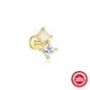 Wholesale S925 Sterling Silver Geometric Opal Diamond Flat Head Puncture Internal Thread Ear Bone Nail Earrings With Environmentally Friendly Plating