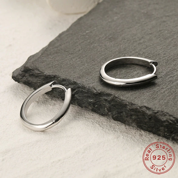 Wholesale S925 Sterling Silver Geometric Oval Ear Ring With Ear Buckle Simple Seiko Design For Women