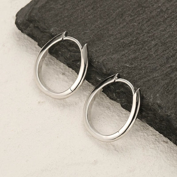 Wholesale S925 Sterling Silver Geometric Oval Ear Ring With Ear Buckle Simple Seiko Design For Women