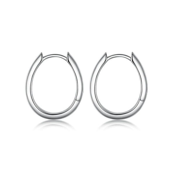 Wholesale S925 Sterling Silver Geometric Oval Ear Ring With Ear Buckle Simple Seiko Design For Women