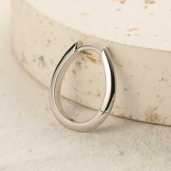 Wholesale S925 Sterling Silver Geometric Oval Ear Ring With Ear Buckle Simple Seiko Design For Women
